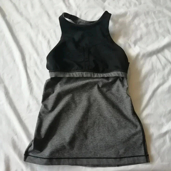 Lululemon In Training Tank Top High Neck Back Cutout Heathered Grey Size 4 - Picture 7 of 15